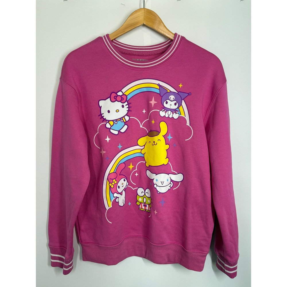 Hello Kitty and Friends Sanrio Pink Rainbow Sweatshirt Womens Size S Kidcore‎